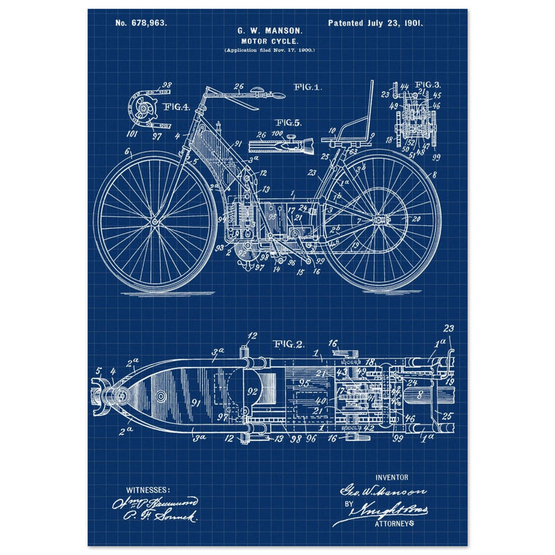 Motorcycle old patent by G. W Manson.