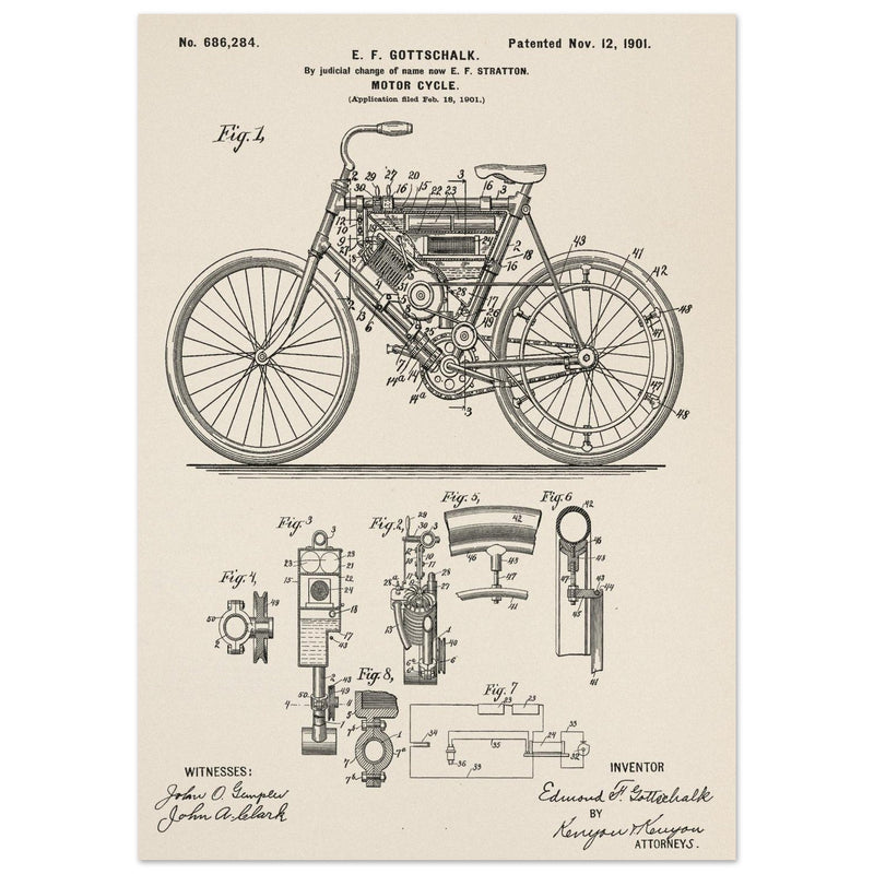 Motorcycle old patent 686284 by Gottschalk