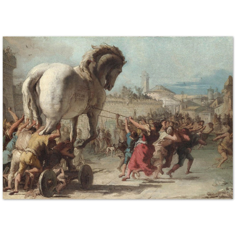The Procession of the Trojan Horse into Troy by Giovanni Domenico Tiepolo. Greek mythology.