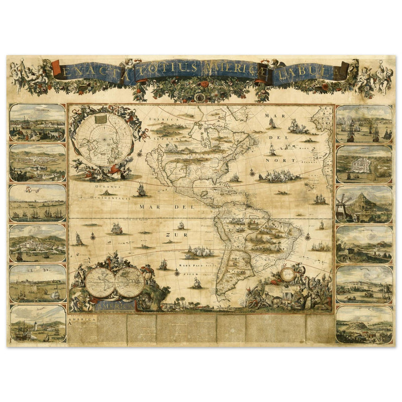 Ancient map of America XVII century by Nicolaes Visscher.