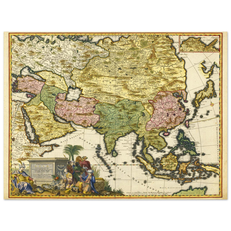 Asia vintage map by Carel Allard XVII century old cartography.