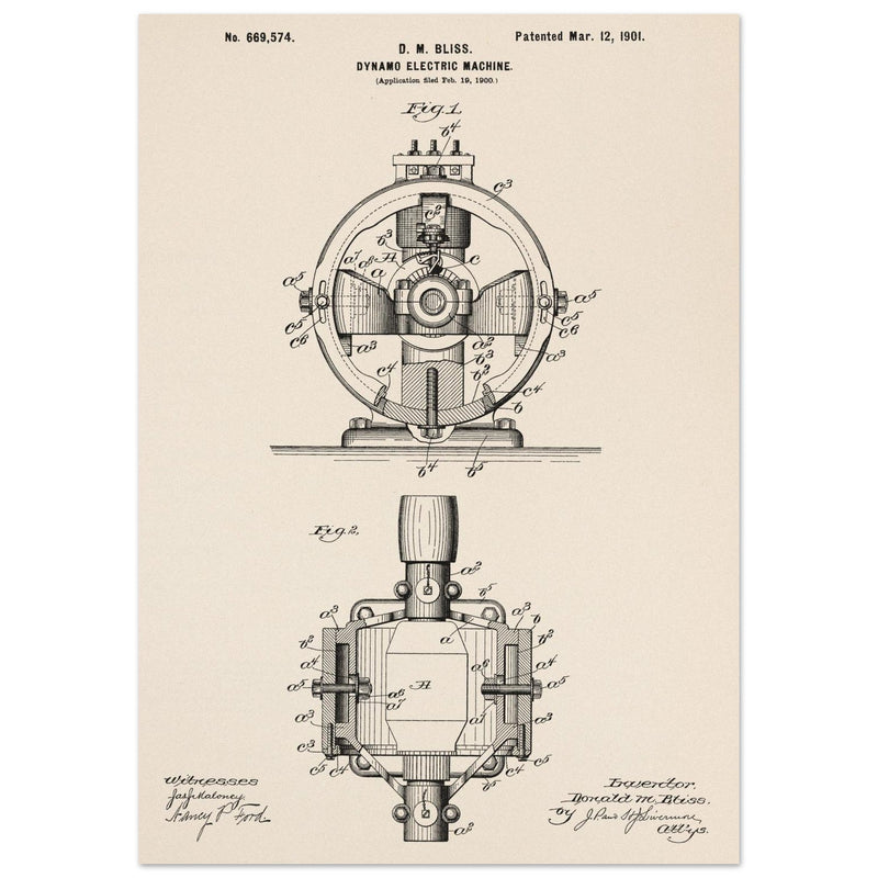 Dynamo electric machine patent by D M Bliss.
