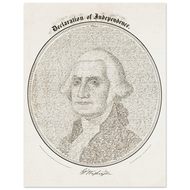 Declaration of Independence vintage print reproduction. George Washington president .