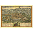 Rome Italy antique vintage city map. 1572 ancient map of the italian capital by Georg Braun and  Frans Hogenberg.