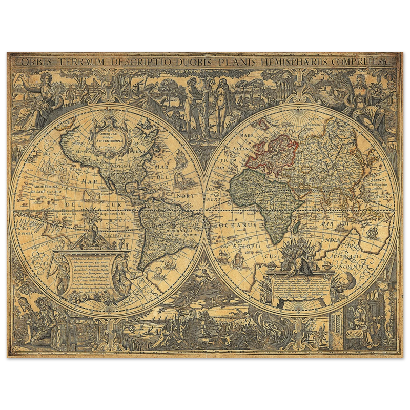 Orbis terrarum typus de integro multis in locis emendatus by cartographer Petrus Plancius World map