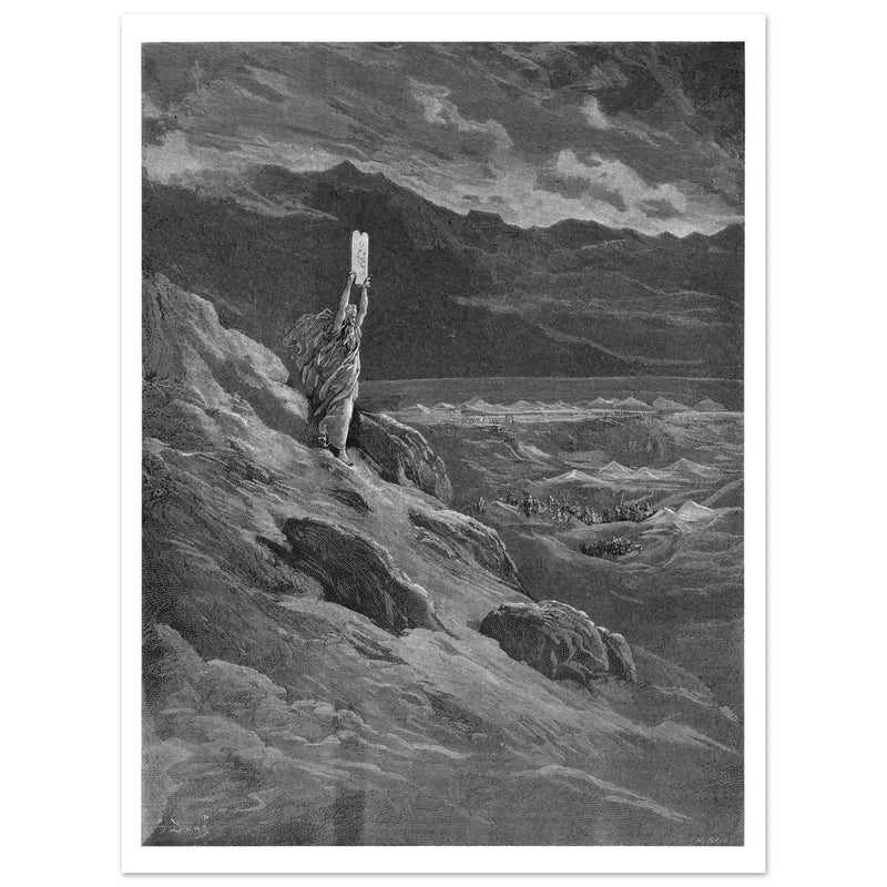 Gustave Dore Paradise Lost engraving . Moses and the stone tablets.