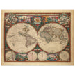 1660 Ancient old world map. Double hemisphere antique map reproduction.