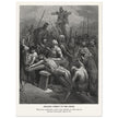 Gustave Dore The Bible engraving print . Nailing Christ to the cross illustration .