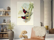 Art print of two vintage red toucans by John Gould XIX Century. Antique bird painting