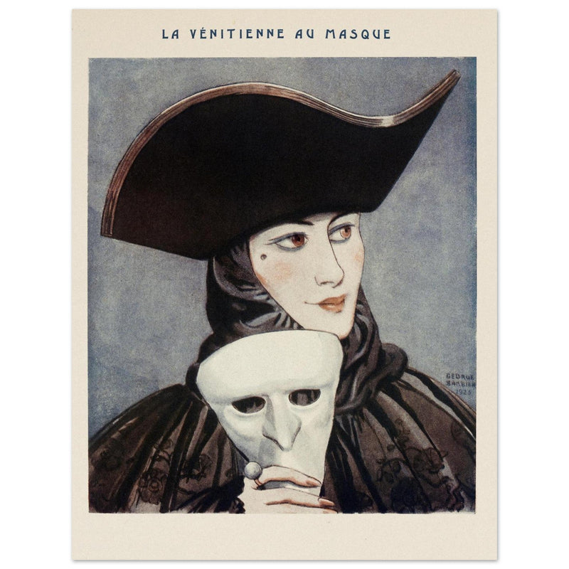 La Venitienne au Masque illustration published in Fantasio vintage magazine by George Barbier.
