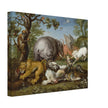 Battle of the beasts painting by Circle of Roelandt Savery  XVII Century.