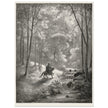 Gustave Dore depiction of knight Don Quixote riding in the countryside in one of his adventures.