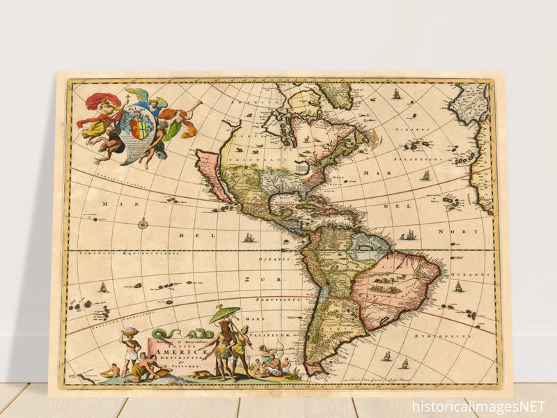 Ancient map print of America by Visher.