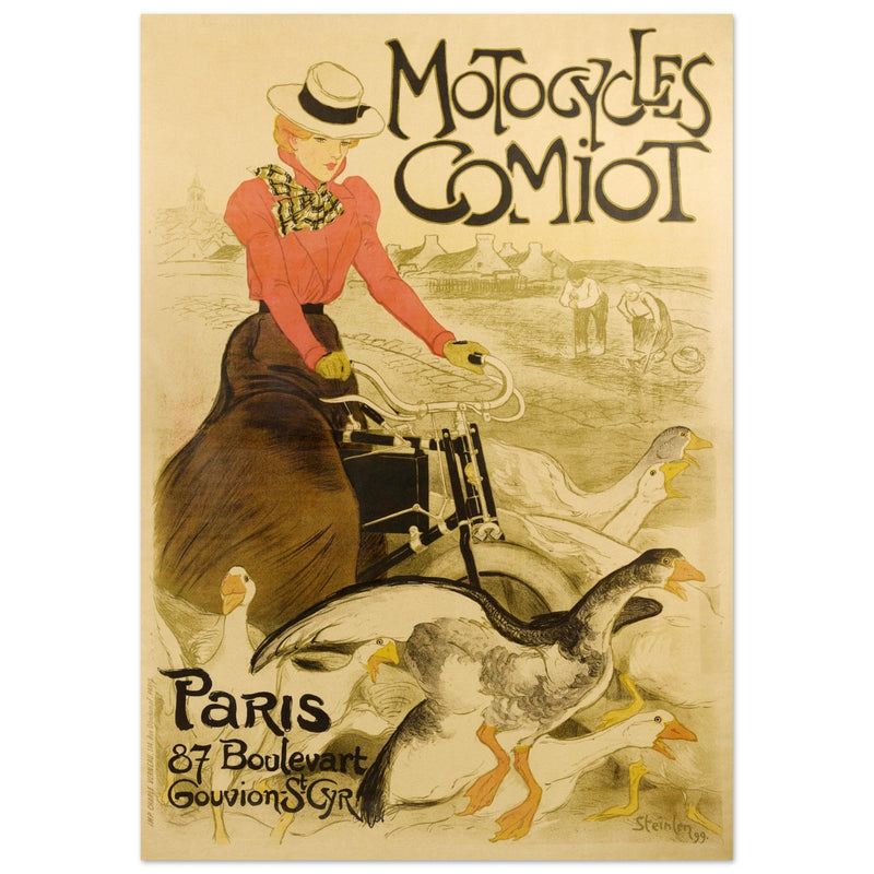 Theophile Steinlen print for Comio Cycles. Art Nouveau bicycle advertising poster. decoration.