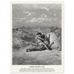 Gustave Dore The Bible engraving print . Samson slaying a lion illustration .