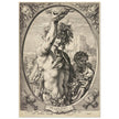 Bacchus in Half-Length by Hendrick Goltzius 1596. Roman God of wine vintage engraving .
