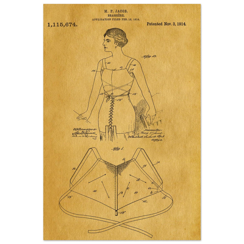 Brassiere patent drawing by M P Jacob.