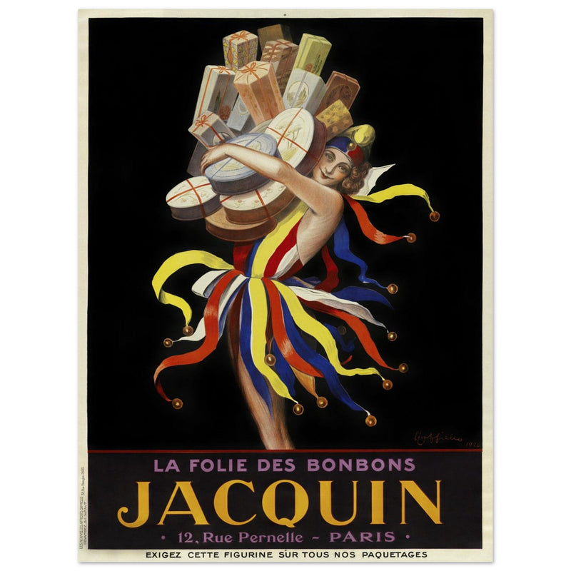 La Folie des Bonbons Jacquin THe jester of bonbons vintage advertising by Leonetto Cappiello.
