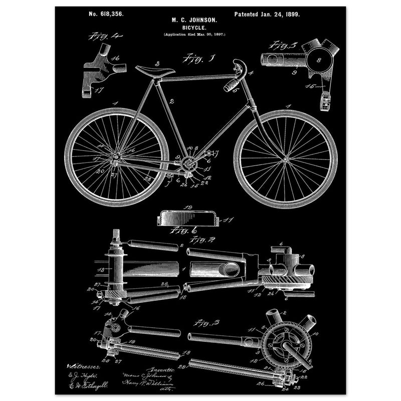 Vintage bicycle patent 1899 by M. C Johnson.