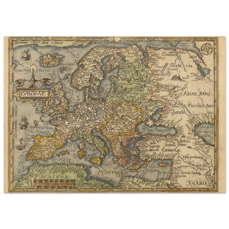 Old map poster of Europe Itinerarium orbis christiani by Michael Freiherr von Aitzing