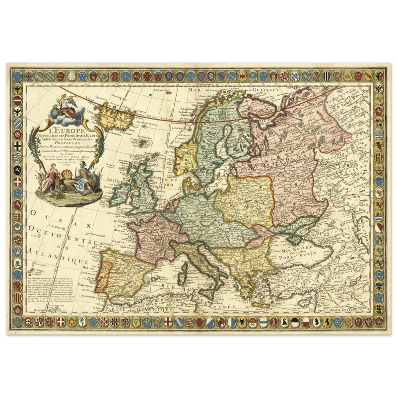 Ancient Europe map of the XVIII century by Guillaumet Danet