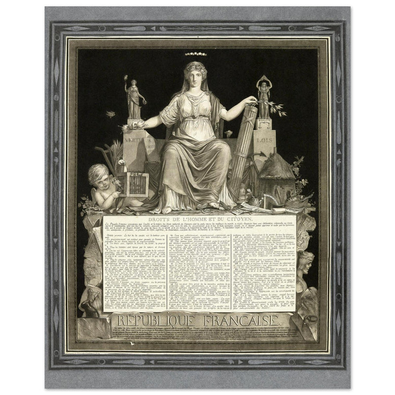 La République Française promulguant les Droits de l'Homme et du Citoyen. Human rights established during the French Revolution