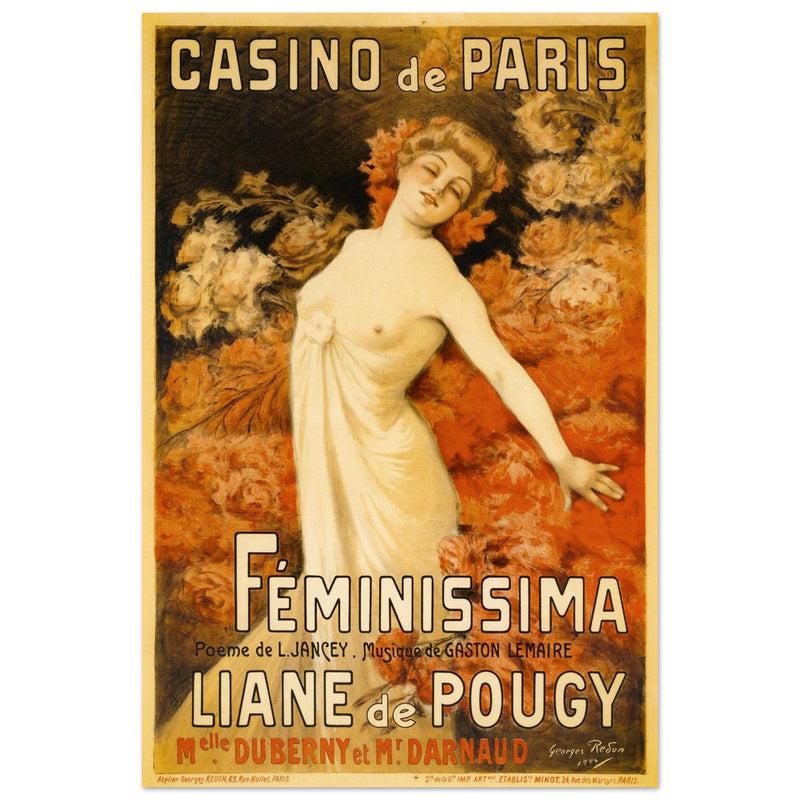 Casino of Paris vintage advertising poster  1904 by Georges Redon.