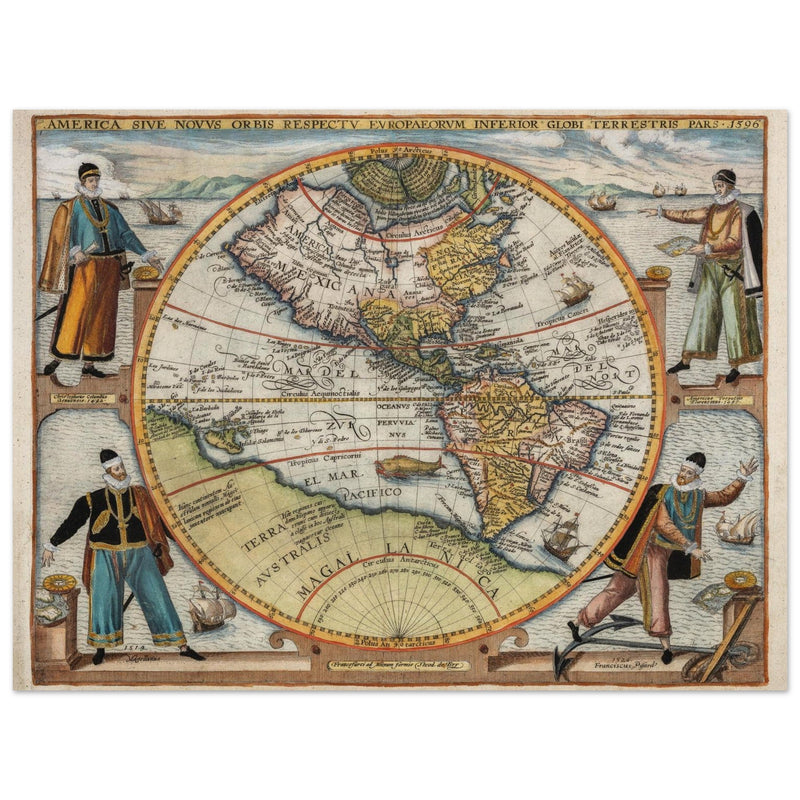 Ancient map of America XVI century by Theodor de Bry.