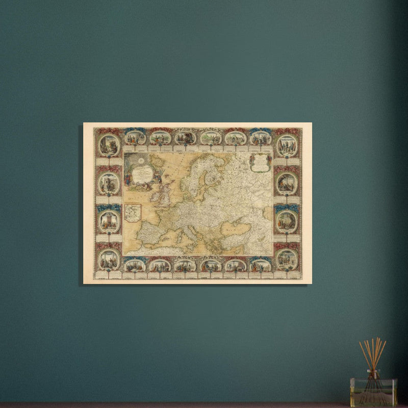 Ancient antique map of Europe. The map is devided in empires and realms.  poster.