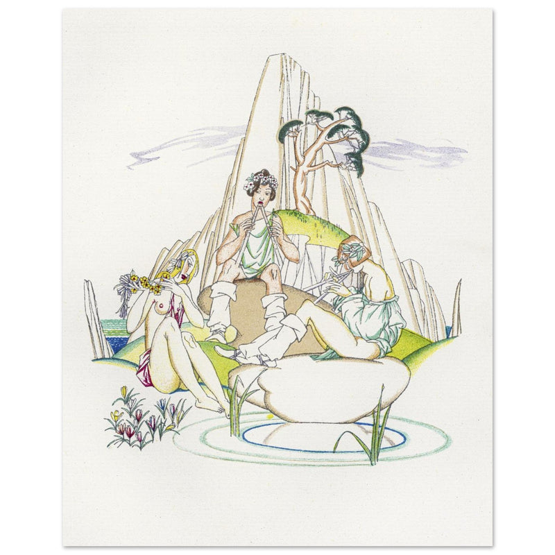 Island of Lesbos Greece. Daphnis and Chloe illustration by John Austen.