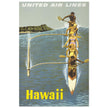 Hawaii United Air Lines vintage poster. Travel promotion print.