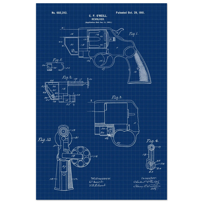 Vintage revolver patent by C P O'Neill.
