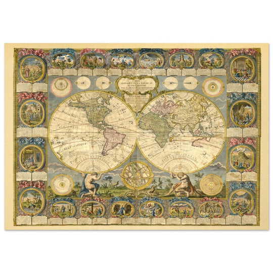 Ancient world map of 1776 by Abbe Clouet Double hemisphere world map.