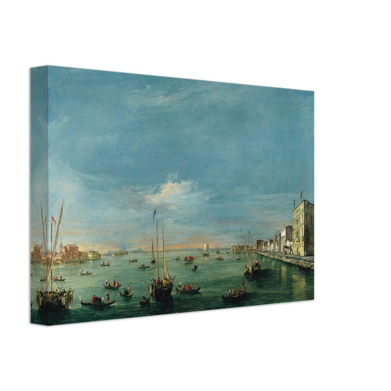 Giudecca Canal and the Zattere in Venice Italy. Antique painting by Francesco Guardi 1757.