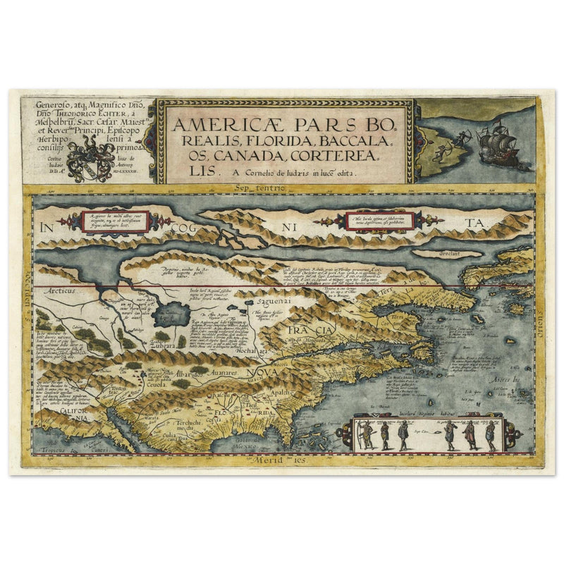 Map of North America by Cornelis de Jode.