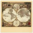 Antique world map. 1660 double-hemisphere world map titled Nova Orbis Tabula, in Lucem Edita by Frederik de Wit