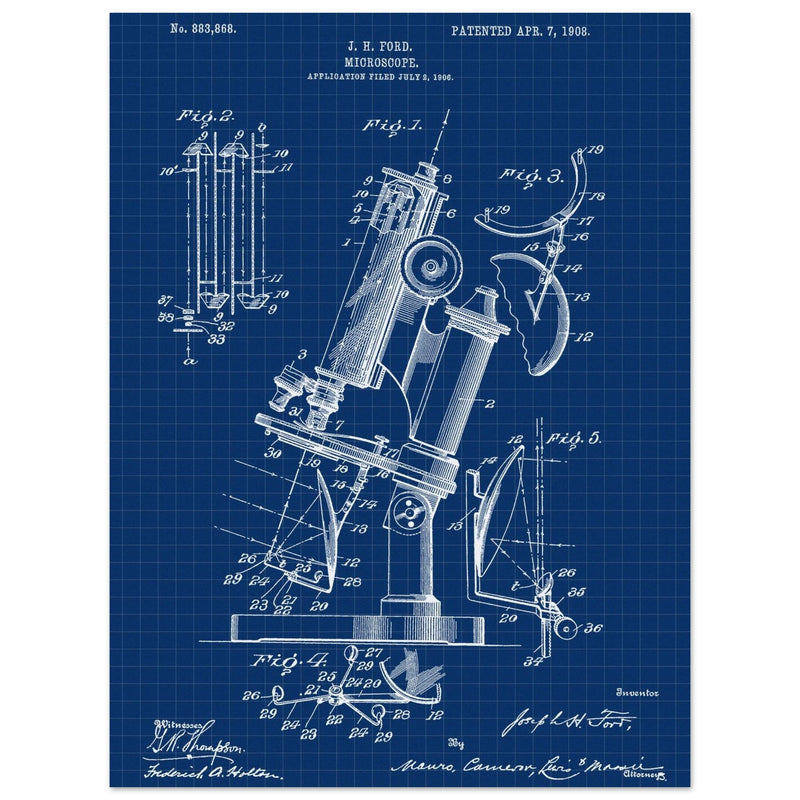 vintage microscope patent by J H Ford.