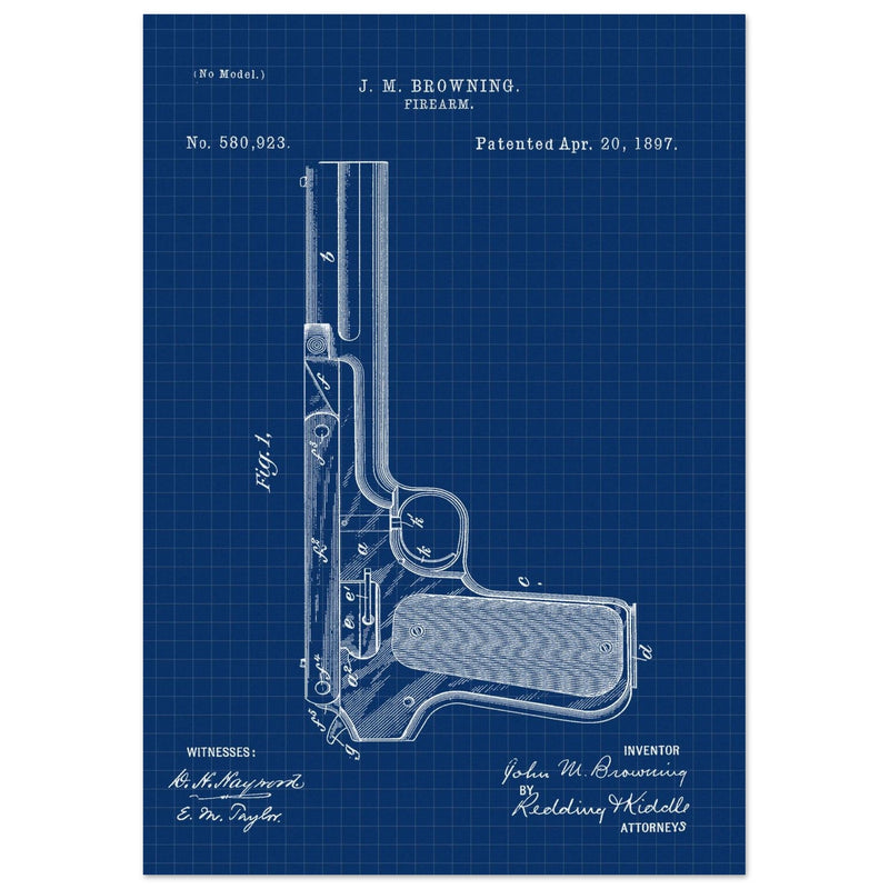 Firearm mechanism patent by John M. Browning.