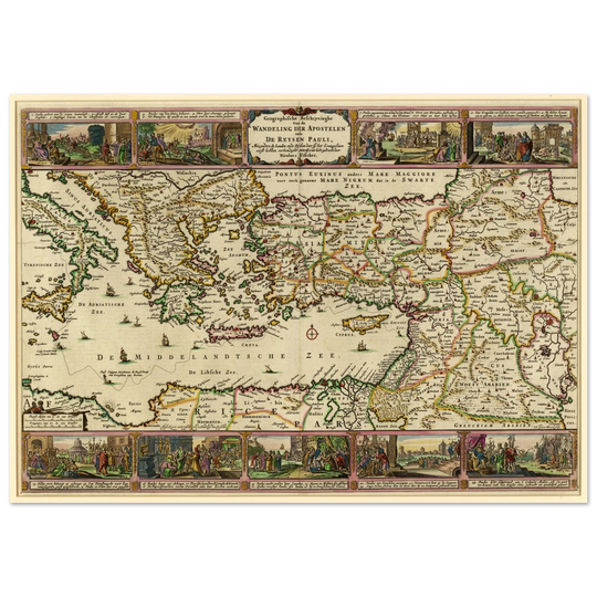 Ancient map Geographic Description of the Travels of the Apostles and the Journeys of Paul by Nicolaes Visscher