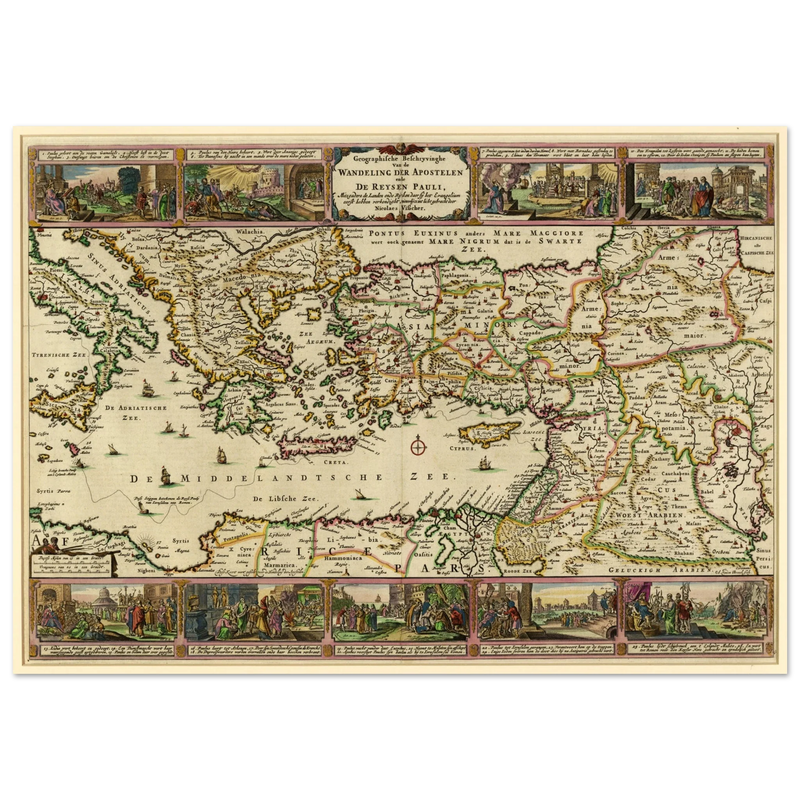 Ancient map Geographic Description of the Travels of the Apostles and the Journeys of Paul by Nicolaes Visscher