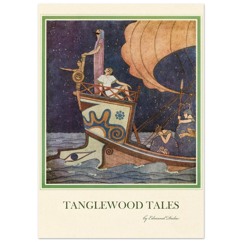 Tanglewood Tales illustration by Edmund Dulac fine print reproduction. Jason selecting Tiphys to steer the Argo for the Golden Fleece