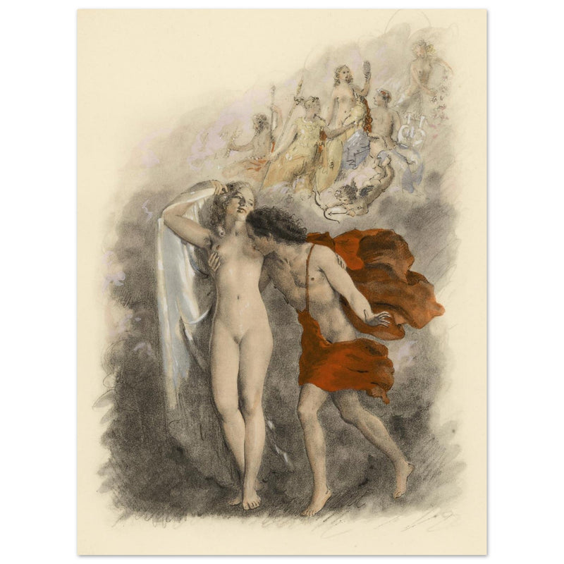 Paul Emile Becat erotic illustration Les Baiseres IV ( The Kisses ) Fourth Kiss. The New Olympus.