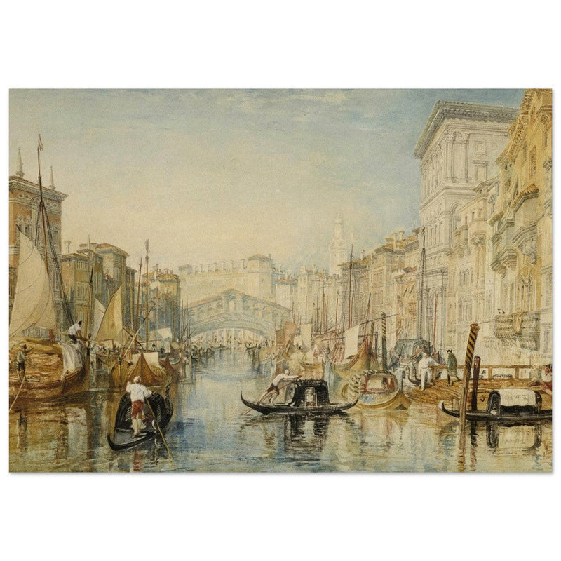 Venice the Rialto bridge in Italy. Antique painting by  Joseph Mallord William Turner.