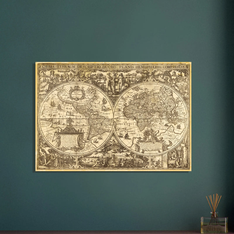Ancient world map vintage reproduction of the XVII century by Nicolaes Geylekerck