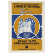 Queen a Night at the Opera concert poster. Performance at the Saginaw Civic Center in 1976.