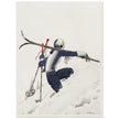 Skieuse a pied dans la neige by René Vincent. Female skier illustration.