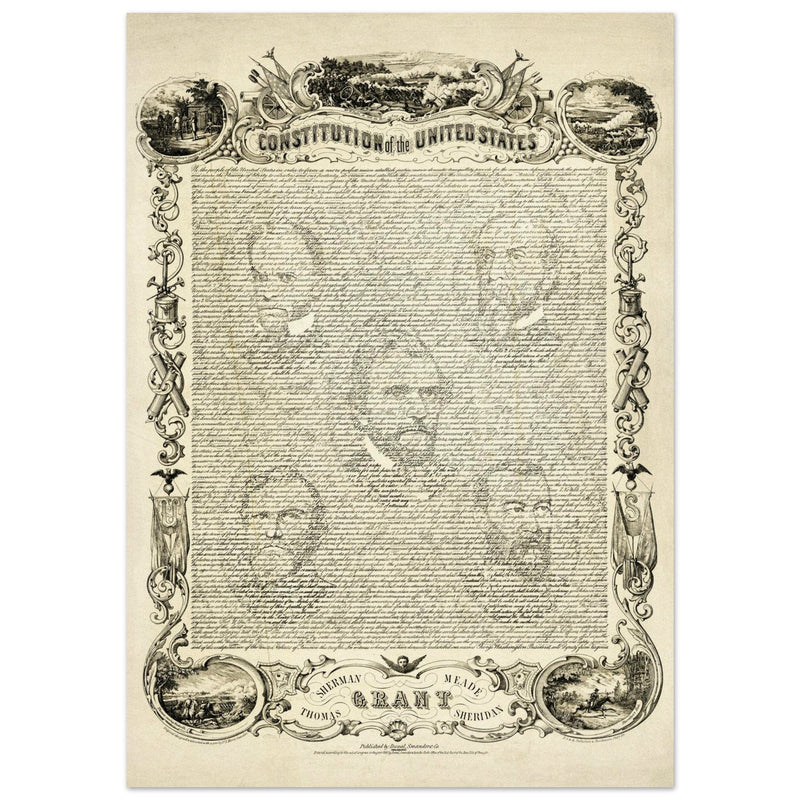 The Constitution of the United States of America vintage poster of 1865.