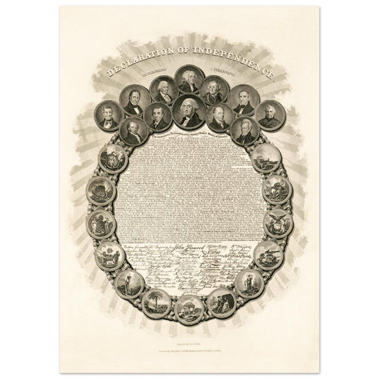 Declaration of Independence vintage print reproduction - Congress July 4th 1776 engraved by Geo. G. Smith.