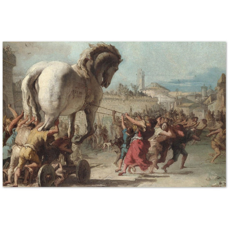 The Procession of the Trojan Horse into Troy by Giovanni Domenico Tiepolo. Greek mythology.