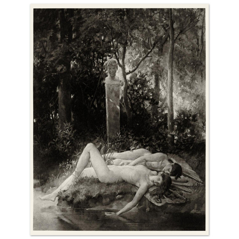 Ode to Psyche by Will Hicok Low 1887. Vintage  print of this greek mythology episode between Eros and Psiche